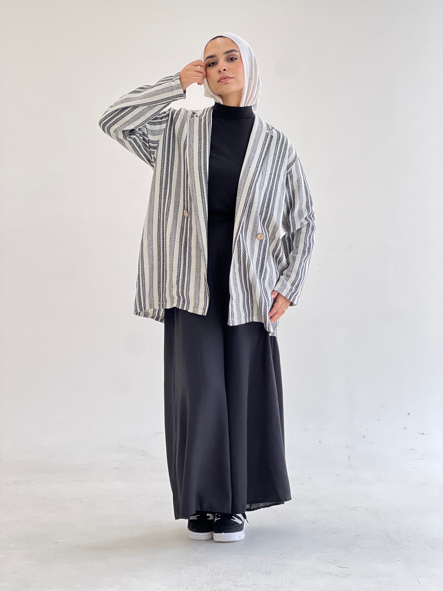 Casual Stripes Linen Blazer