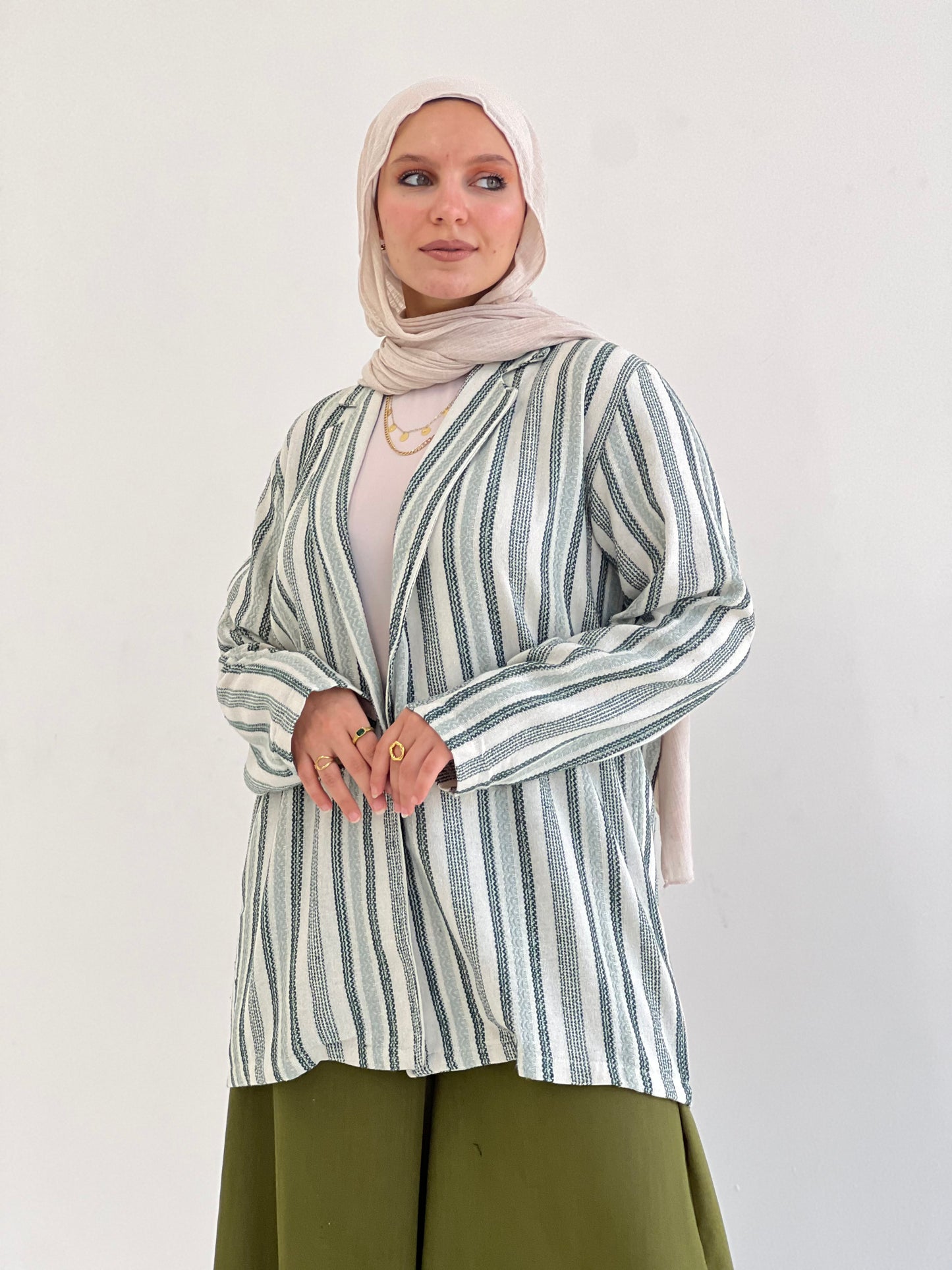 Casual Stripes Linen Blazer